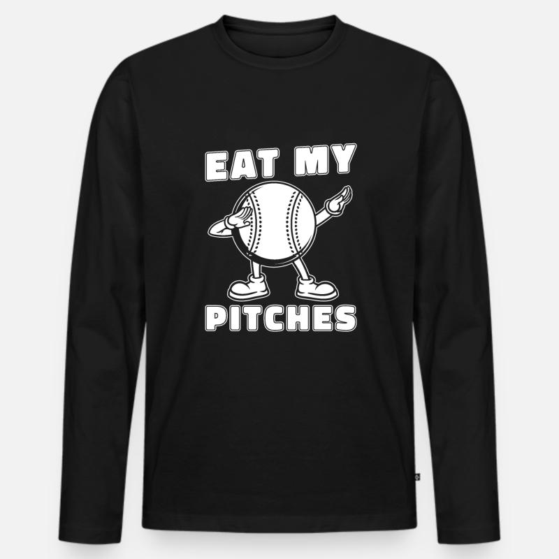 Baseball Witzig - Männer Premium Bio Langarmshirt - Schwarz