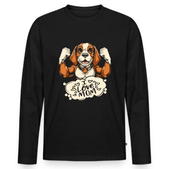 Beagle I Love Dad - Männer Premium Bio Langarmshirt - Schwarz - Vorne - Nico (187cm)