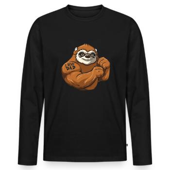 Sloth I Love Dad - Men's Premium Organic Long Sleeve Shirt - black - Front - Nico (187cm)