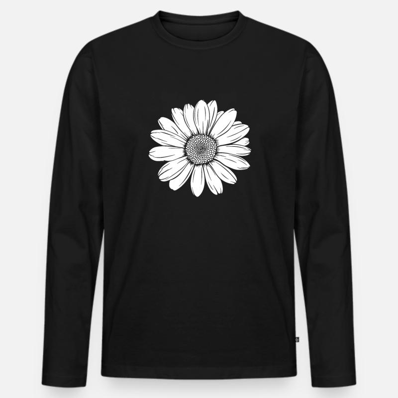 Gänseblume Gänseblümchen - Männer Premium Bio Langarmshirt - Schwarz