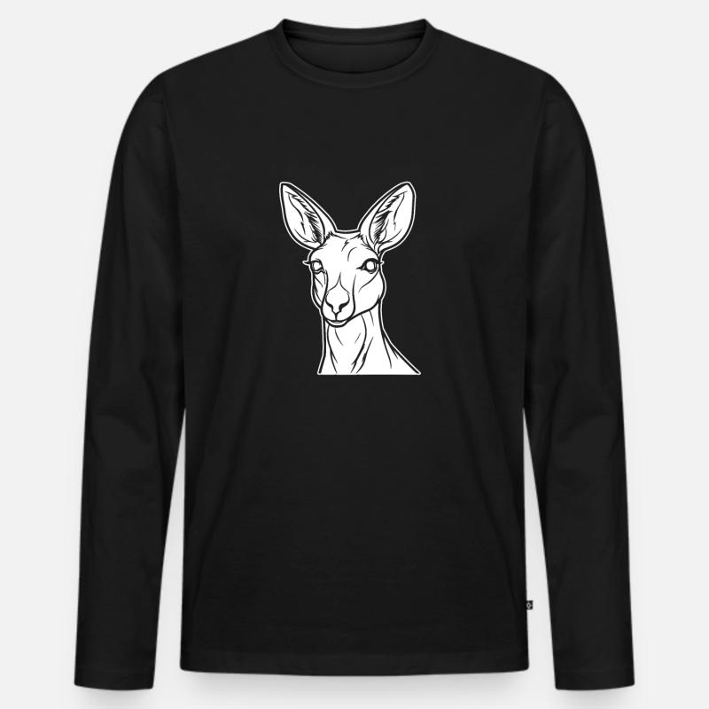 Känguru - Männer Premium Bio Langarmshirt - Schwarz
