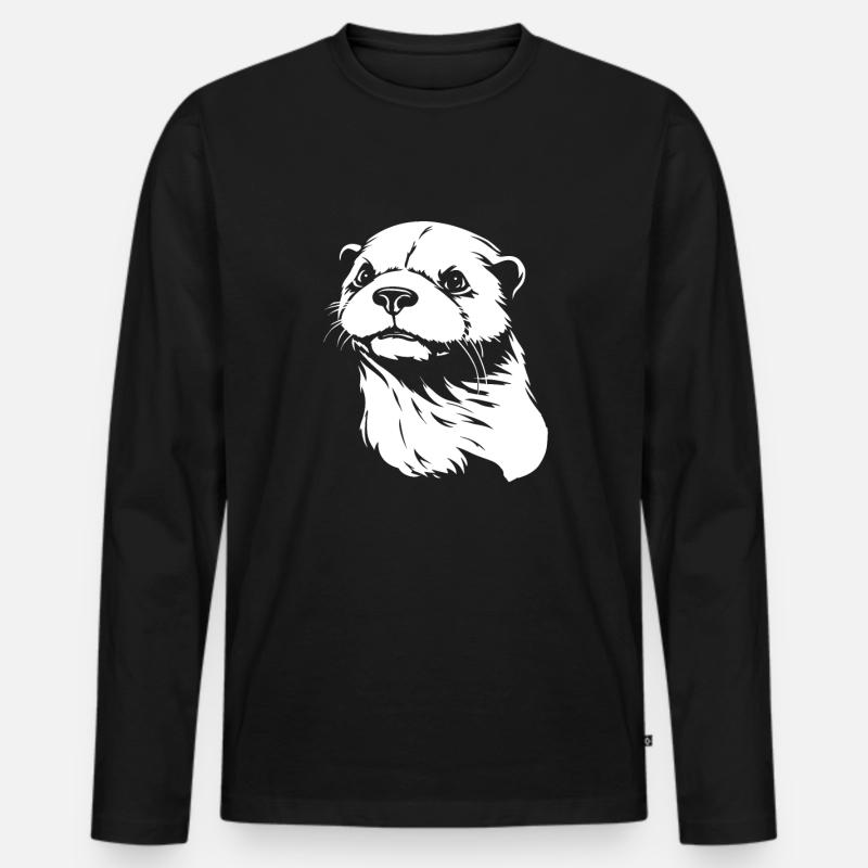 Otter - Männer Premium Bio Langarmshirt - Schwarz