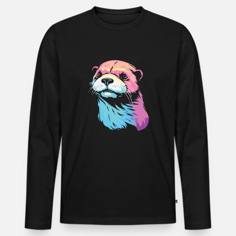Otter - Männer Premium Bio Langarmshirt - Schwarz