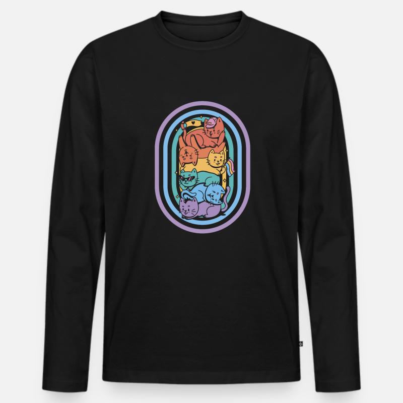 Katze - Männer Premium Bio Langarmshirt - Schwarz