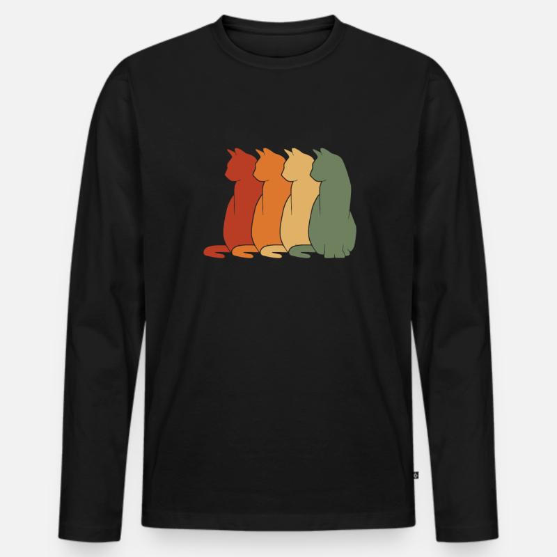 Katze - Männer Premium Bio Langarmshirt - Schwarz
