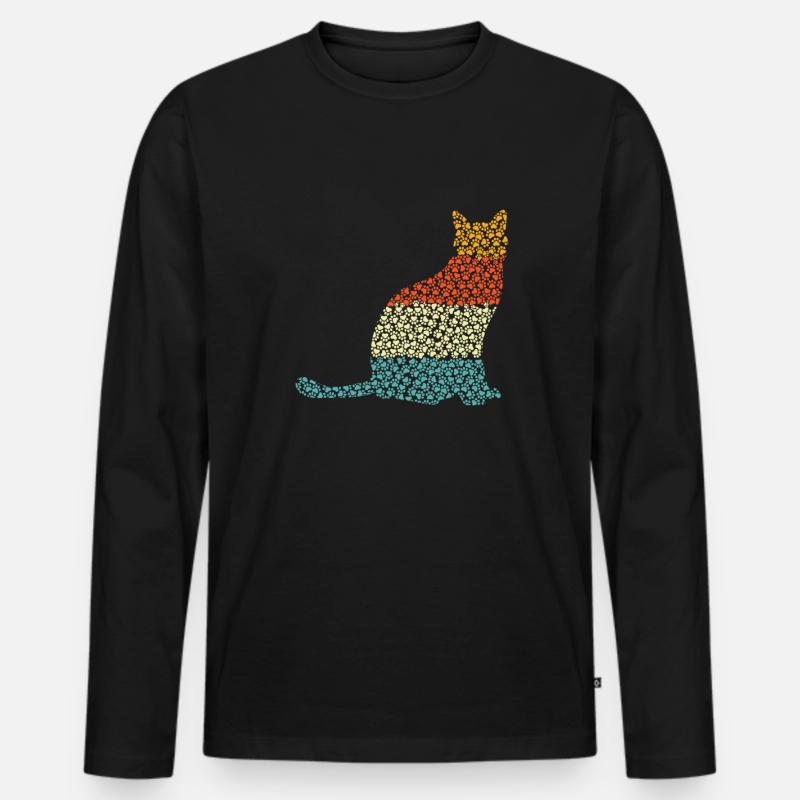 Katze - Männer Premium Bio Langarmshirt - Schwarz