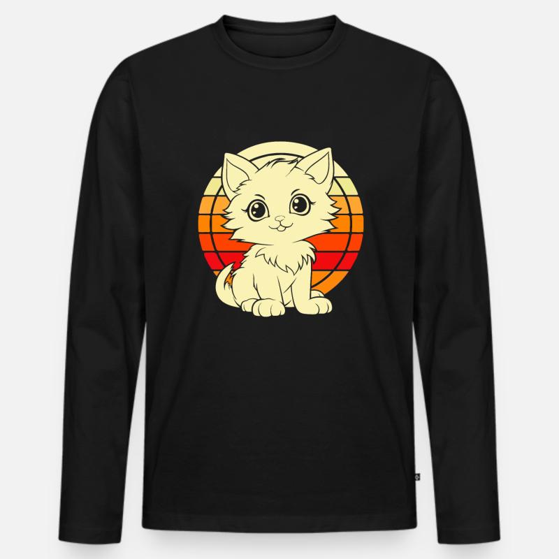 Katze - Männer Premium Bio Langarmshirt - Schwarz