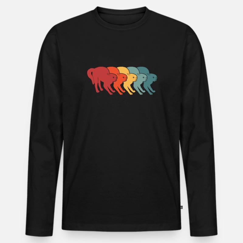 Katze - Männer Premium Bio Langarmshirt - Schwarz