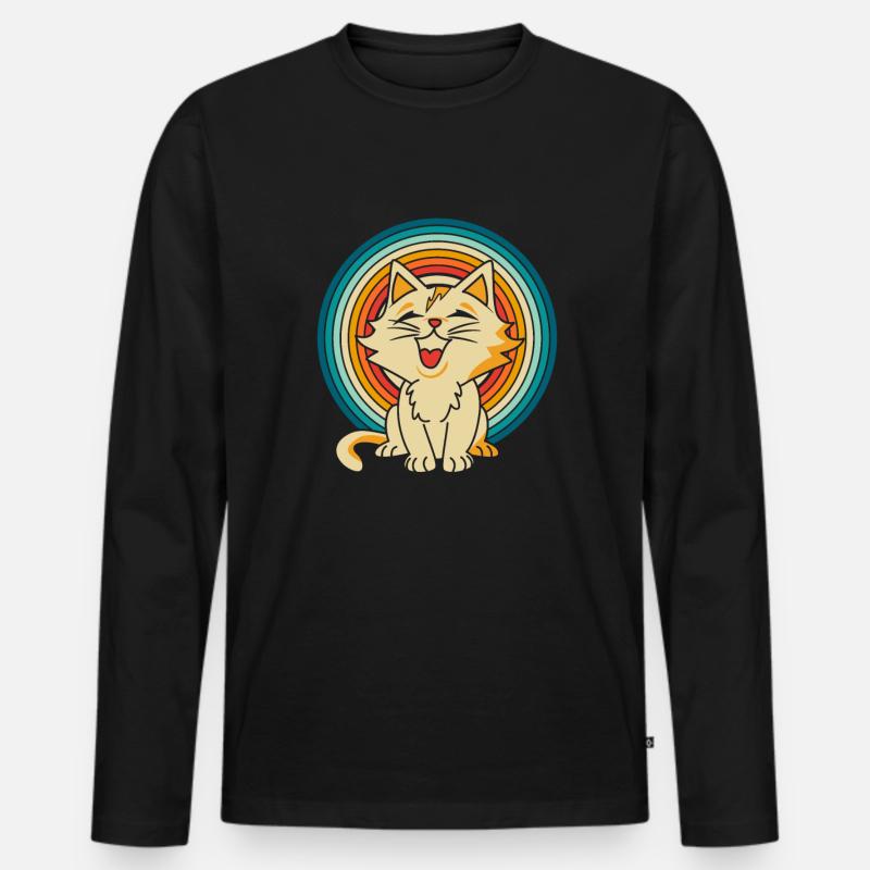 Katze - Männer Premium Bio Langarmshirt - Schwarz