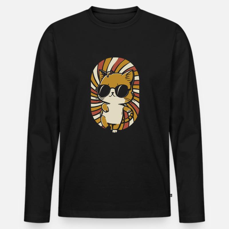 Katze - Männer Premium Bio Langarmshirt - Schwarz