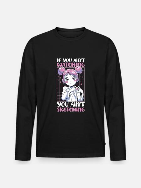 Anime Manga Anime Fille - T-shirt manches longues Premium bio Homme - noir