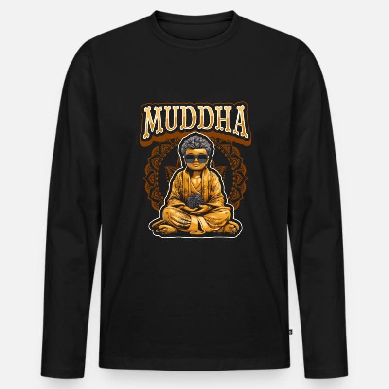 Mama Mutter Muddha Buddha - Männer Premium Bio Langarmshirt - Schwarz