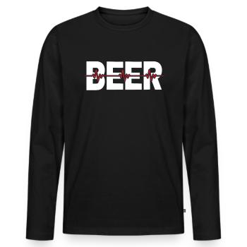 Beer Beer Lover Ekg Heartbeat - Men's Premium Organic Long Sleeve Shirt - black - Front - Nico (187cm)