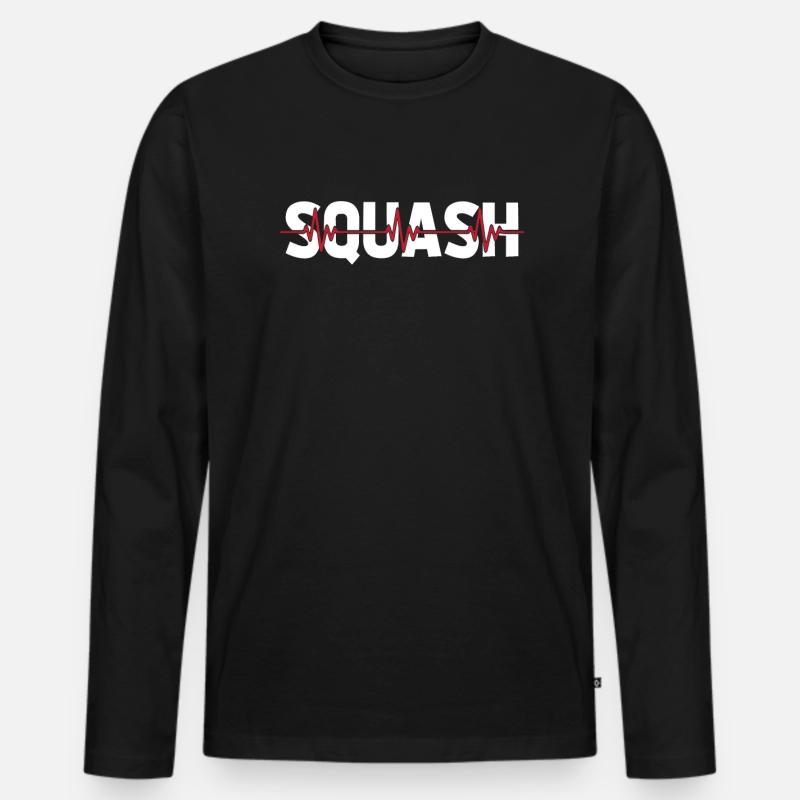 Squash Ekg Heartbeat - Männer Premium Bio Langarmshirt - Schwarz