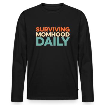 Mom Mom - Men's Premium Organic Long Sleeve Shirt - black - Front - Nico (187cm)