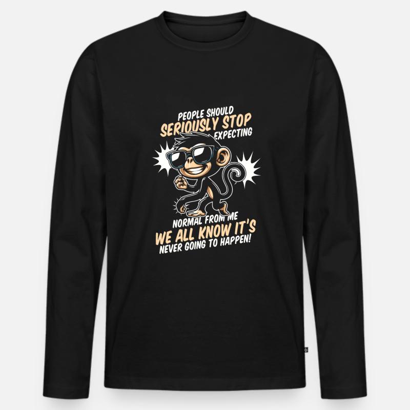 Affe - Männer Premium Bio Langarmshirt - Schwarz