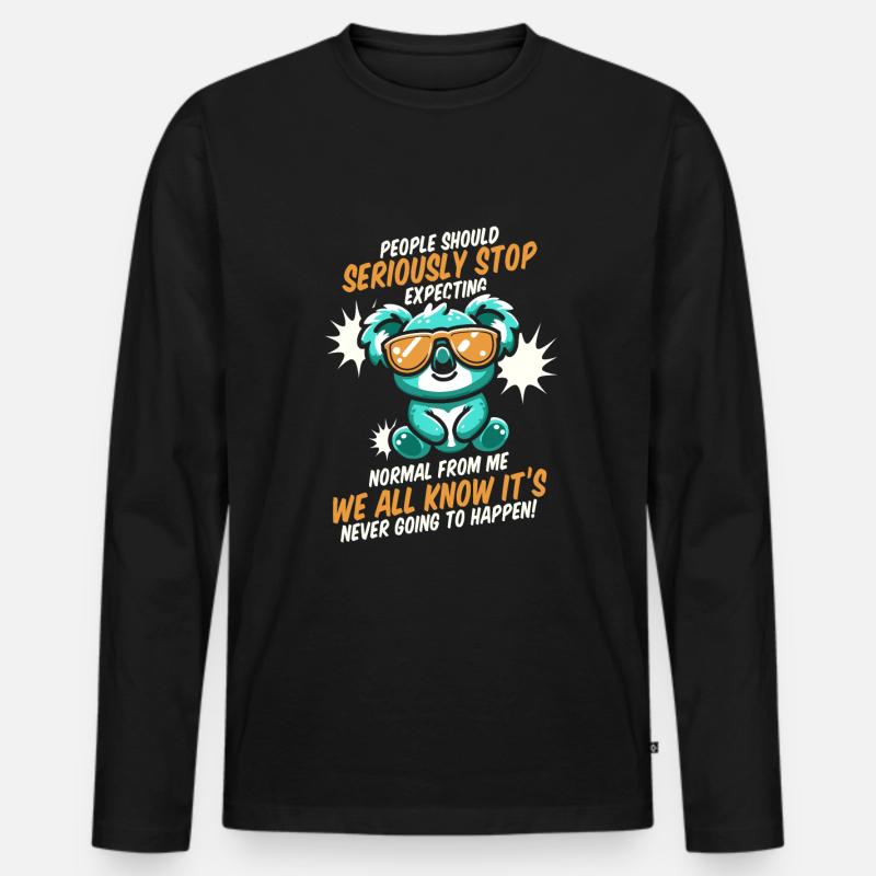 Koalabär - Männer Premium Bio Langarmshirt - Schwarz