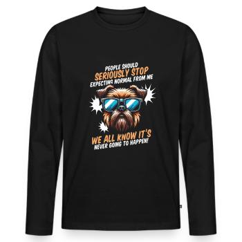 Griffon bruxellois - T-shirt manches longues Premium bio Homme - noir - Devant - Nico (187cm)