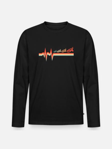 Canoë Canoë Ekg Heartbeat - T-shirt manches longues Premium bio Homme - noir
