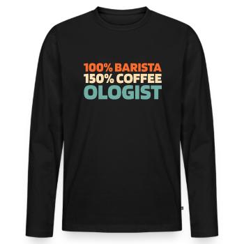 Barista Coffee - Men's Premium Organic Long Sleeve Shirt - black - Front - Nico (187cm)