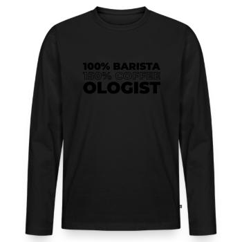 Barista Coffee - Men's Premium Organic Long Sleeve Shirt - black - Front - Nico (187cm)