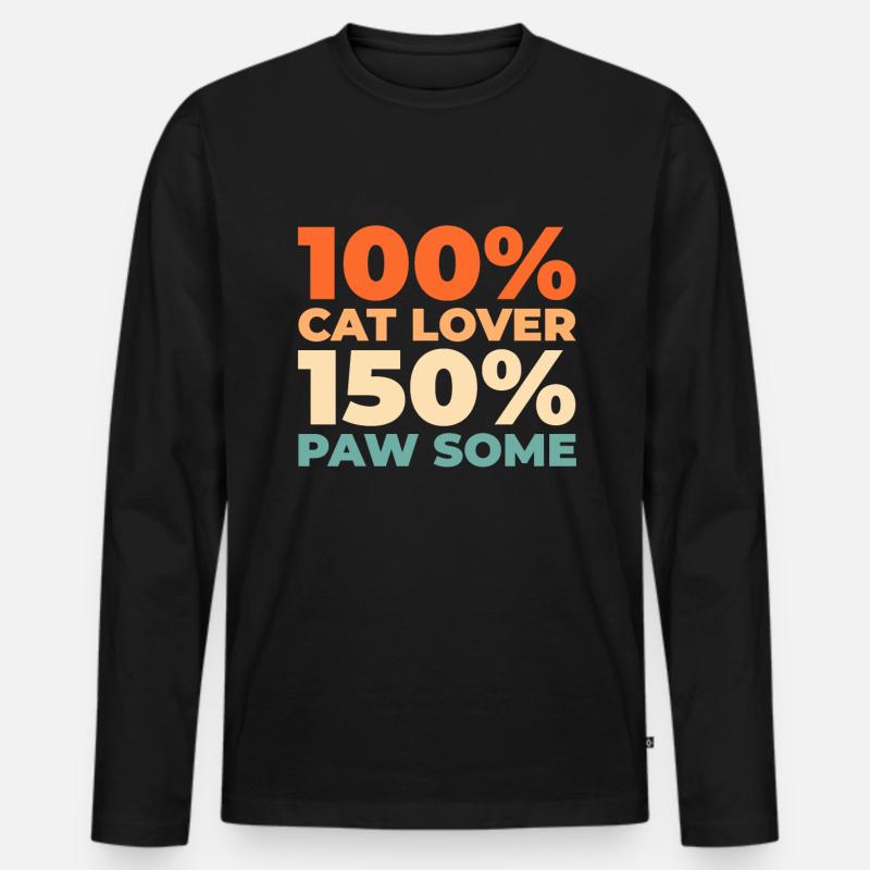 Katze - Männer Premium Bio Langarmshirt - Schwarz