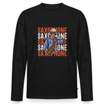 Saxophone Saxophone - Men's Premium Organic Long Sleeve Shirt - black - Front - Nico (187cm)