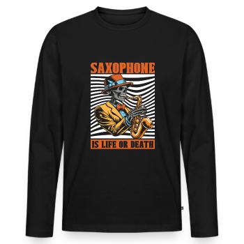 Saxophone Saxophone Squelette - T-shirt manches longues Premium bio Homme - noir - Devant - Nico (187cm)