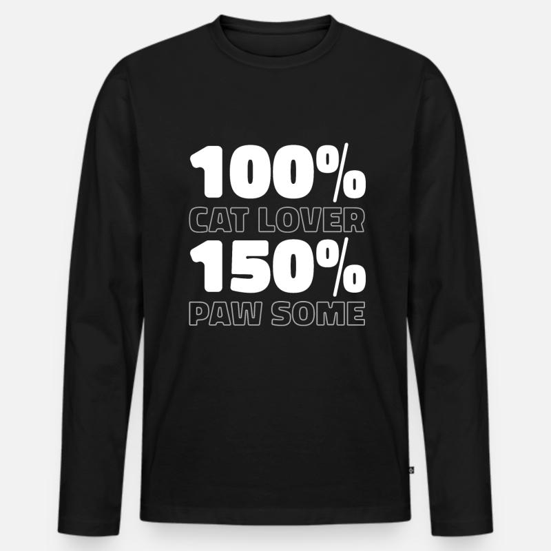 Katze - Männer Premium Bio Langarmshirt - Schwarz