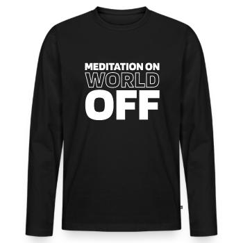 Méditation Méditation Méditation Sur le Monde Hors Monde - T-shirt manches longues Premium bio Homme - noir - Devant - Nico (187cm)