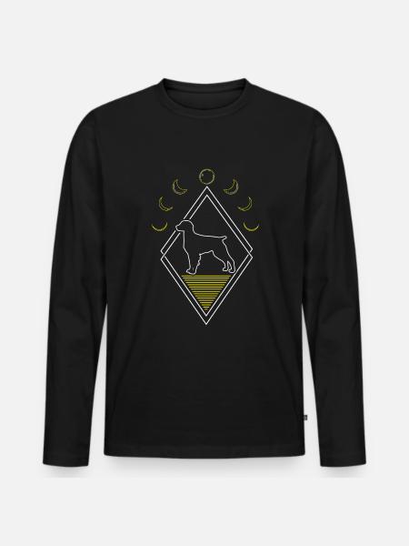 Brittany Spaniel Abstract Moon Phases - Men's Premium Organic Long Sleeve Shirt - black