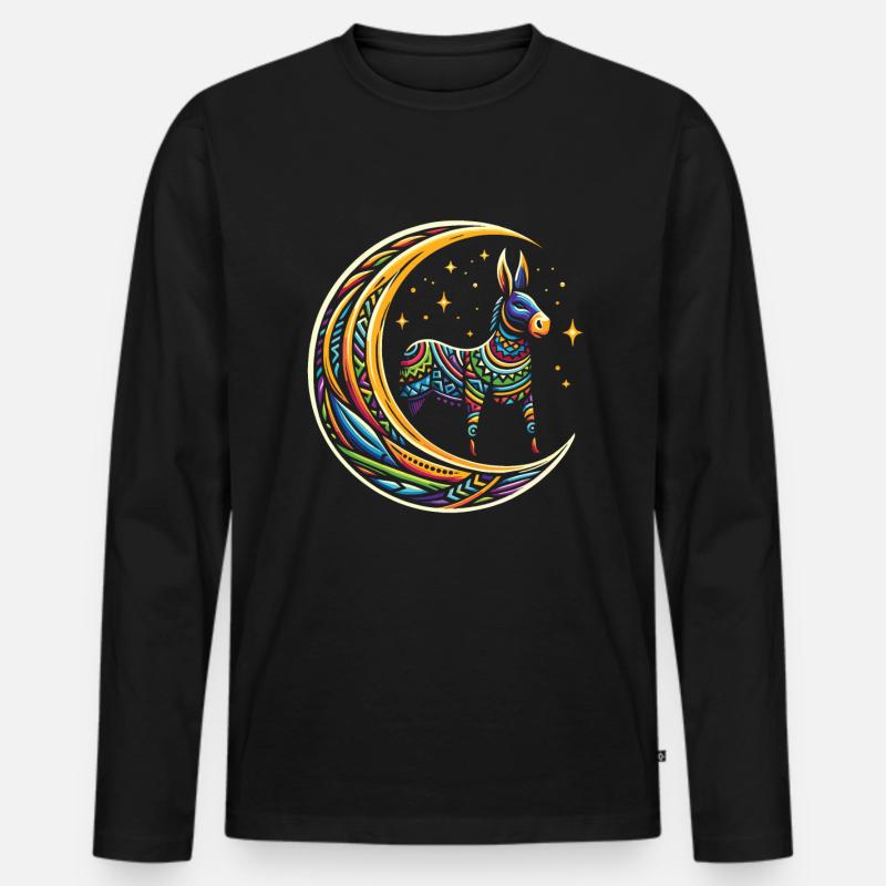 Muli Esel Stammes Moon - Männer Premium Bio Langarmshirt - Schwarz