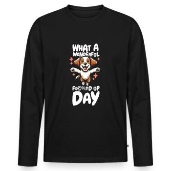 Brittany Spaniel Drôle de journée de merde - T-shirt manches longues Premium bio Homme - noir - Devant - Nico (187cm)