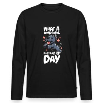 Cane Corso Drôle Jour de merde - T-shirt manches longues Premium bio Homme - noir - Devant - Nico (187cm)