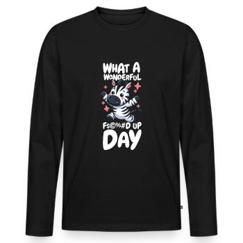 Zebra Drôle Jour de merde - T-shirt manches longues Premium bio Homme - noir - Devant - Nico (187cm)
