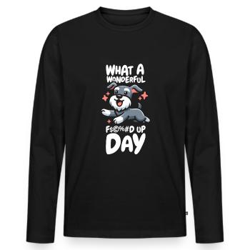 Schnauzer Chien Drôle Fucked Up Day - T-shirt manches longues Premium bio Homme - noir - Devant - Nico (187cm)