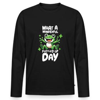 Frog Toad Funny Fucked Up Day - Men's Premium Organic Long Sleeve Shirt - black - Front - Nico (187cm)