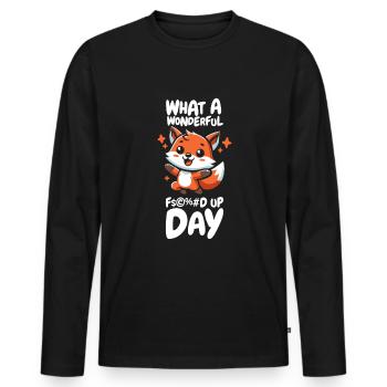 Fox Funny Fucked Up Day - Men's Premium Organic Long Sleeve Shirt - black - Front - Nico (187cm)