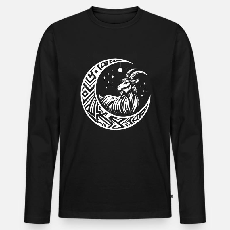 Ziege Stammes Moon Phases - Männer Premium Bio Langarmshirt - Schwarz