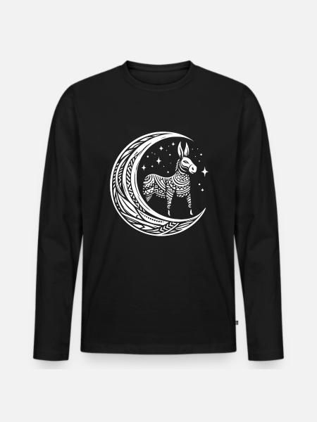 Muli Esel Stammes Moon Phases - Männer Premium Bio Langarmshirt - Schwarz
