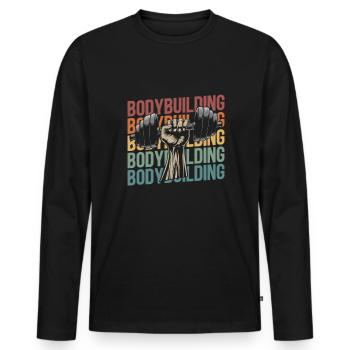 Musculation bodybuilders - T-shirt manches longues Premium bio Homme - noir - Devant - Nico (187cm)
