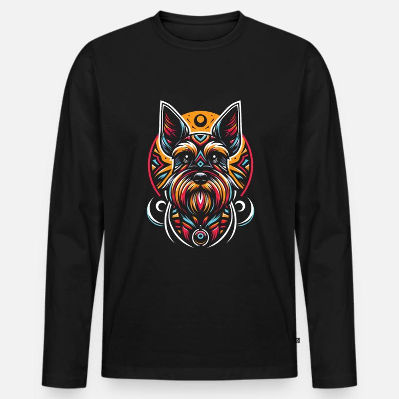 Schnauzer Hund Moon Phases - Männer Premium Bio Langarmshirt - Schwarz