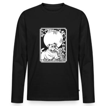 Bulldogge Japan Cherry Blossom Moon - Männer Premium Bio Langarmshirt - Schwarz - Vorne - Nico (187cm)