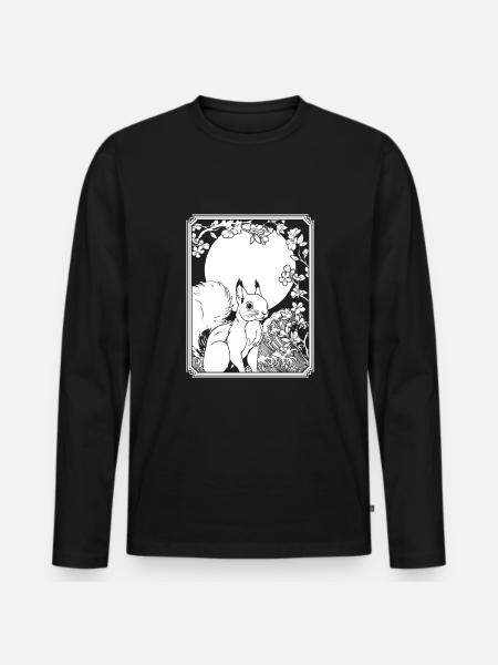 Squirrel Japan Cherry Blossom Moon - Men's Premium Organic Long Sleeve Shirt - black