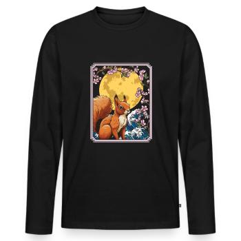 Eichhörnchen Japan Cherry Blossom Moon - Männer Premium Bio Langarmshirt - Schwarz - Vorne - Nico (187cm)