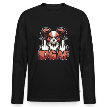 Brittany Spaniel Es Ist Mir Scheißegal Idgaf - Männer Premium Bio Langarmshirt - Schwarz - Vorne - Nico (187cm)