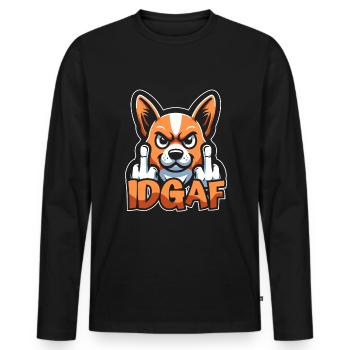 Corgi Es Ist Mir Scheißegal Idgaf - Männer Premium Bio Langarmshirt - Schwarz - Vorne - Nico (187cm)
