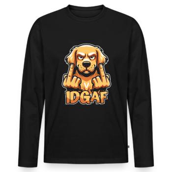Golden Retriever Es Ist Mir Scheißegal Idgaf - Männer Premium Bio Langarmshirt - Schwarz - Vorne - Nico (187cm)