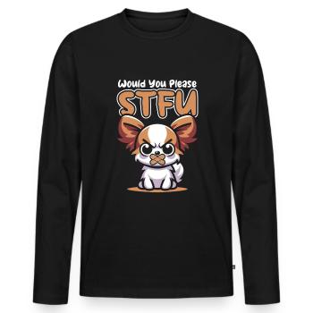Papillon tais-toi, s’il te plaît, tais-toi - T-shirt manches longues Premium bio Homme - noir - Devant - Nico (187cm)