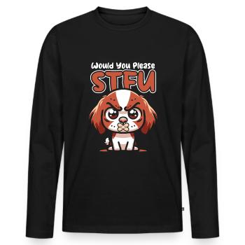 Brittany Spaniel taisez-vous s’il vous plaît taisez-vous - T-shirt manches longues Premium bio Homme - noir - Devant - Nico (187cm)